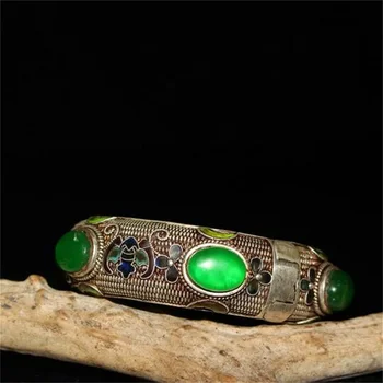 Китай Alten Tibetischen Silber Е Smaragd Armband