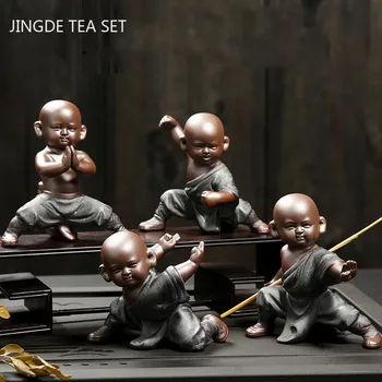 Китайски бутик Лилаво глинено чай Домашен любимец Статуя на Буда Монах Бижута, Ръчно изработени Бижута домашен чай от масата Аксесоари Подаръци