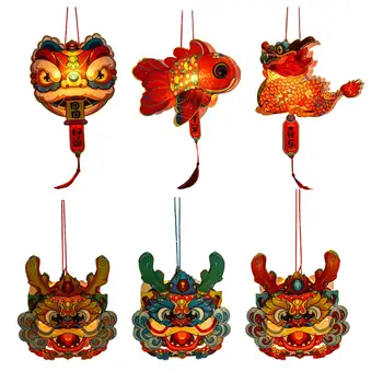 Китайски Коледен Фенер САМ Занаятите Set Традиционен Декоративен Недовършена Сладък карикатура 2024 Година на Дракона Декор за деца Kids