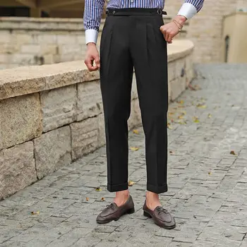 Класически мъжки ежедневни костюмные панталони Пролет Есен 2023 Нова Бизнес мода Удобни еластични памучни прави панталони копчета P284