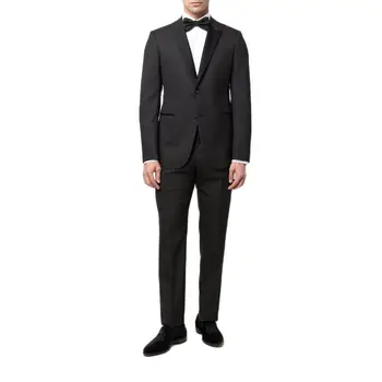 Класически Официални Мъжки костюми от 2 части, Приталенные Однобортные Черен Бизнес Мъжки комплекти Блейзеров, Сватбен костюм на Младоженеца, Homme Outfit