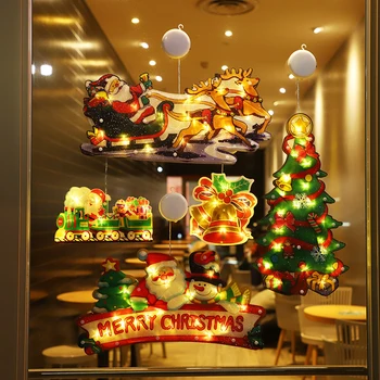 Коледна led Декоративни осветителни тела на присосках Коледна Украса на Прозорци Светлини Коледна Елха, Висящи Украшения на Коледно Начало висулка