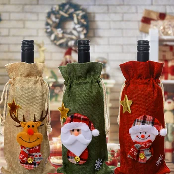 Коледна капачка за бутилка вино, Весел Коледен декор за дома, Коледа, снежен човек, декорация за масата, подарък за Коледа, честита Нова година Навидад