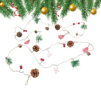 Коледни гирлянди от борови шишарки, 2 м Празнични Гирлянди за Коледната елха Коледни Гирлянди Трайни Гирлянди