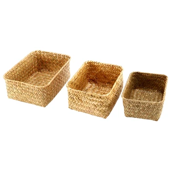 Кошница за съхранение на водорасли, многоразмерные кошница за рафтове от ратан ръчно изработени и кошници за съхранение вкъщи, кошници за декорация