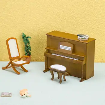 Куклен играчка къщичка Реалистична модел пиано е за куклена къща, играчка-музикален инструмент с висока имитация, с гладки ръбове, за да не бьющаяся за игри