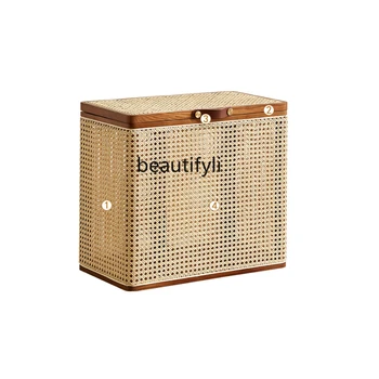 Кутия За Съхранение От Ратан От Масивно Дърво, Творчески Столче За Съхранение B & B, Мини-Кутия За Съхранение В Спокоен Стил