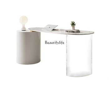 Лека луксозна каменна плоча Домашен работа с компютър, Кремаво-бял окачен маса