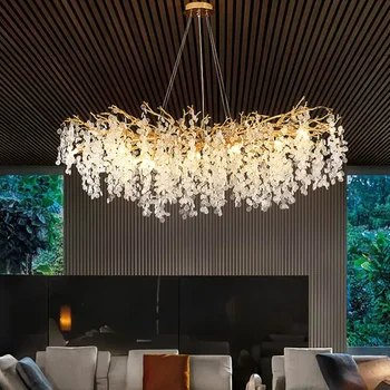 Луксозни Дизайнерски Полилей Модерен Gold Crystal за Домашен интериор Кухня, Спалня Изковаване на Изкуството Разклонение на Дърво Лампи За Вътрешно Осветление