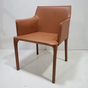 Луксозни и Модерни мебели Оранжевото Кожа на Седлото Популярен в Интернет Casual Dining стол Дизайнерски минималистичен Художествен стол