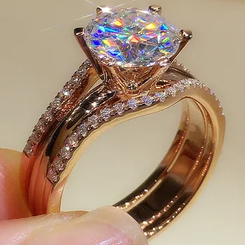 Луксозни пръстени Huitan от розово злато с кубическим цирконием за жени, Эстетичные Сватбени и Годежни пръстени, Аксесоари, Нови модни бижута