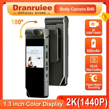 Мини камера Danruiee Б40 2K Преносим цифров видеорекордер, Камера за тялото Дървар за нощно виждане Камера Метална камера за сигурност