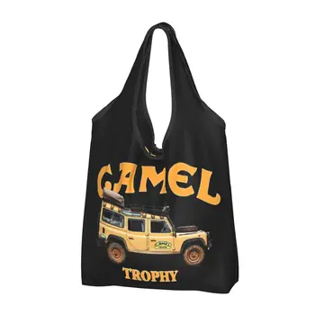 Множество продуктова чанта с логото на Camel Trophy, сгъваема, която може да се пере в машина, пазарска чанта, голяма еко-чанта за съхранение, свързани калъф