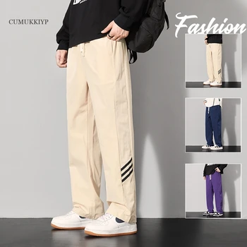 Модерен мъжки ежедневни панталони CUMUKKIYP с завязками, прави, широки, тънки