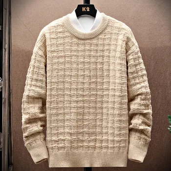 Модерен мъжки младежки японски Свеж и дебели пуловер оверсайз с кръгло деколте, жилетка свободна тел в стил хип-хоп, есен-зима 2023 A120