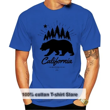 Модерна Мъжка Тениска California Republic Bear Crewneck С Къс Ръкав От Чист Памук, Върховете На Поръчка, Тениски С Принтом Добро Качество