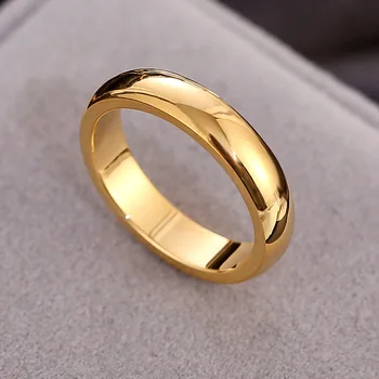 Модни Дамски Мъжки Бижута Златен цвят с Кух пръстен на пръст от неръждаема стомана в подарък