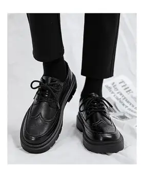 Мъжки демисезонная кожена ежедневни обувки с дебела подметка, устойчива на плъзгане, дишаща, модерен бизнес и ежедневни кожени обувки в стил ретро