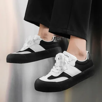 Мъжки обувки 2023, Брандираната Мъжки Вулканизированная Обувки с Кръстосани шнур, Модерни Шевни Обувки, Лидер на Продажбите, Ежедневни Удобни Дишащи Обувки С Кръгло Бомбе