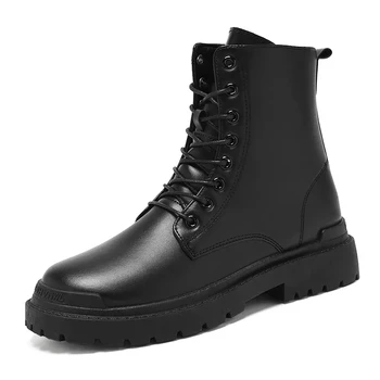 Мъжки обувки 2023, есен-зима, нови дизайнерски реколта обувки от британска кожа, мъжки модни и ежедневни черни обувки на платформа за мъже