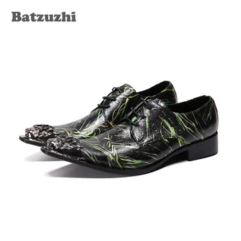 Мъжки обувки Batzuzhi Personality, кожени модела обувки, официални бизнес, вечерни и булчински обувки дантела с остър бомбе, мъжки Zapatos Homb