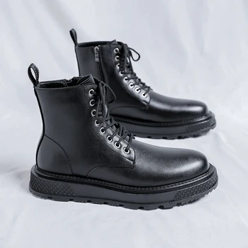 Мъжки обувки Chukka, непромокаеми кожени ежедневни ботильоны-oxfords дантела, ежедневни обувки за мъже