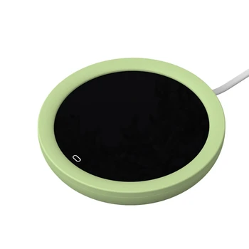 Нагревателен USB-подложка за подгряване на чаши dc 5 v, поставка с дигитален дисплей, настройка на времето за отопление за кафе, чай с мляко, зелен цвят