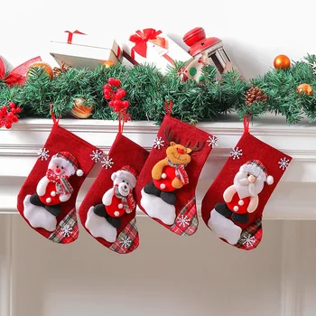 Нов Коледен пакет шоколадови бонбони Голям Дядо коледа, Снежен човек Чорапи с елени Украса за Коледната елха Коледни чорапи