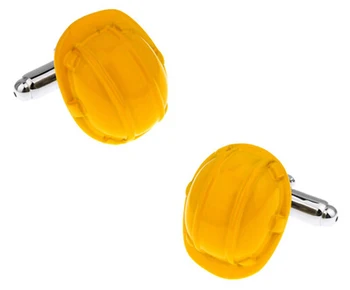 Нов прием на Мъжки подарък Предпазна каска копчета за Ръкавели Нов Дизайн на шапки Жълти Медни копчета за ръкавели на Едро и в търговията на дребно