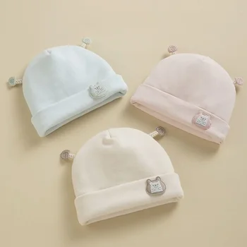 Нова ветрозащитная топла детска пролет-есен скъпа памучен шапка за бебета и малки деца, шапчица-пуловер от чист памук