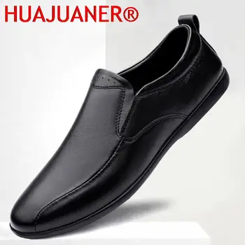 Нова мъжки бизнес обувки, големи размери 37-46, мъжки ежедневни обувки, удобни и модерни нескользящие мокасини от естествена кожа, лоферы за мъже
