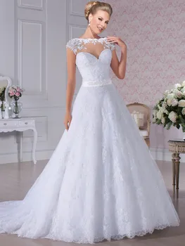 Нови апликации Vestido De Noiva Секси Сватбена рокля с отворен гръб Vestido De Новия с перлата на колан 2023 Дантелено Сватбена рокля