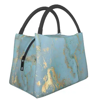 Обичай Мраморен дизайн с текстура и абстрактен модел, чанта за обяд, женски хладилник, топло изолирани обяд-апарати за работа, на пикник или при пътуване