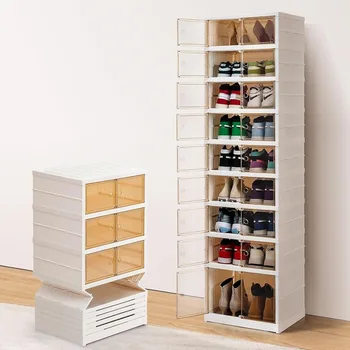Обувную кутия може да се сгъва, а за полагане на обувки в килера може да инсталирате свободен кутия за съхранение с капак и колела