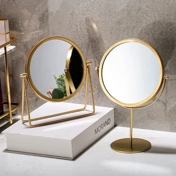 Огледало За грим Лекота Ретро Европейския Метал Злато Начало на Работния Плот, В Общежитието Квадратно Кръгло Огледало За Суета огледални 