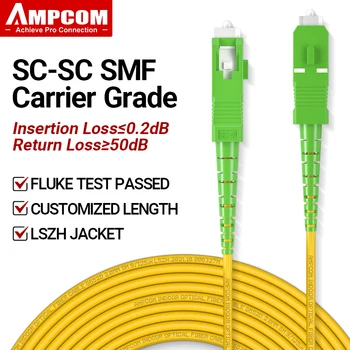Оптичен кабел AMPCOM SC-SC APC, Однорежимный Прост Оптичен кабел SMF 9/125 хм, Нечувствително Към Однорежимному Извивката на оптичен кабел с диаметър от 2.0 мм