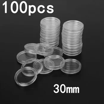Пластмасови Държачи за монети 30 мм Аксесоари Калъф за капсули Церемония Прозрачен Контейнер Дисплей Подаръци Защита за Еднократна употреба