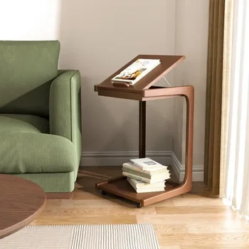 Приставной масичка за мека мебел от масивно дърво, гъвкави С-образна мебел, малка странична масичка, малка масичка за кафе в хола, чай масичка на колела, масичка приставной