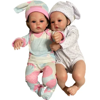Просвет 43 См Вече Боядисани Кукли Reborn Baby Близнаци Meadow Новородено Недоношенный Детето Играчка Ръчна Изработка Фигурка Подарък За Момичета