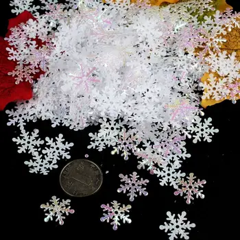 Разноцветни Коледни снежинки Конфети, креативни изкуствени снежинки с пайети 1,5 см/2 см/3 см, сватбени пайети във формата на снежинки