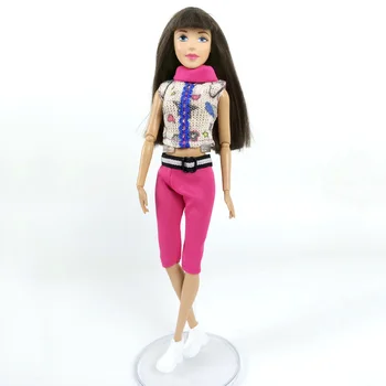 Розов комплект кукольной облекло за кукли Барби, пуловер, ежедневни облекла, потници, Шорти, панталони, костюми, облекло за кукли 1/6 BJD, Аксесоари, подаръци