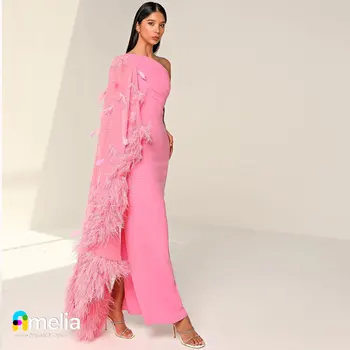 Рокля за бала в Дубай с едно рамо Амелия, вечерна рокля с дълги ръкави и дължина до щиколоток, Летни дамски рокли за сватбени партита 2023 година