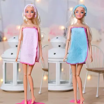 Секси халат за кукли 30 см за BJD Рокля за кукла Пижами за спалня Спален костюм, Плюшен чанта и Хавлия Кукли Чанти за баня, Аксесоари