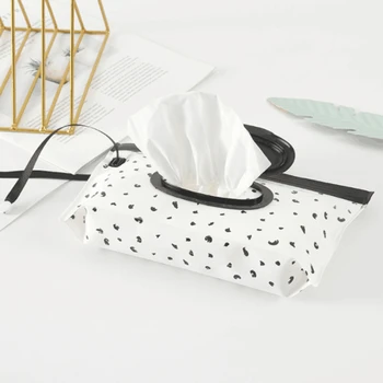 Симпатична чанта за мокри кърпички с панти капак на ремешке-бутона, косметичка, кутия за салфетки, покривка за детски стоки, аксесоари за прогулочной колички
