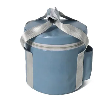 Синя кожена преносима чанта чанта за музикалната купи Чанта за съхранение на кристал чаши Чанта-тоут за съхранение на Кристал купата