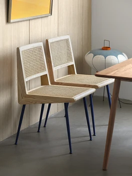 Скандинавски японски единична ротанговый стол в ретро стил от масивно дърво, луксозни маса за хранене за домашно хранене.