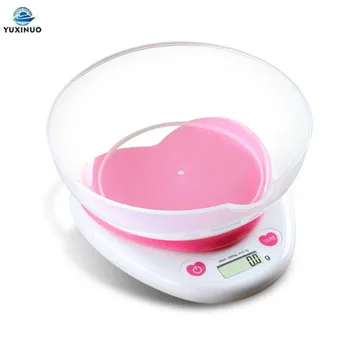 Сладки Розови Електронни Везни за хранене във формата на сърца, 3 кг / 5 kg x 0,1 g /1 г, много точни Кухненски Везни, LCD Цифрови Везни с Чекмедже или без