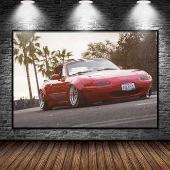 Суперавтомобил на Mazda MX-5 Широкофюзеляжный Hot Rod Плакати С Класически Автомобили, Щампи върху Платно, Стенни Художествени Картини за Всекидневната, Начало Декор, Без Рамка