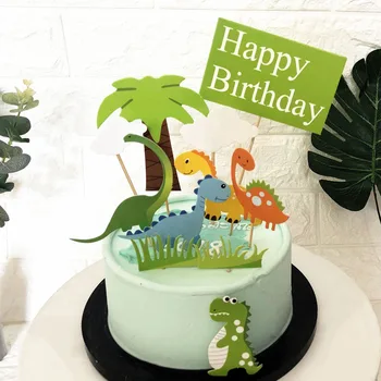 Творческа украса за торта във формата на динозавър, части за тортата е Лесна За използване, ярка и забавна, Аксесоари за детски рожден ден.