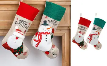 Украса за коледните чорапи, окачени чорапи за коледните празници, Коледа интериор, фестивал за плетене на чорапи, декор от снежинки и коледни елхи